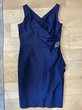 Alex Evenings Contour Collection Navy Sleeveless Sheath Dress